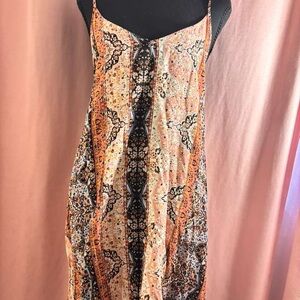 l*space Paisley Slip Dress in Peach, Black & Light Blue Print